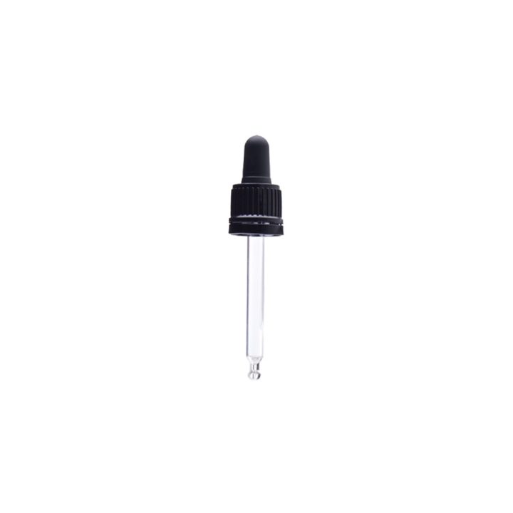 Staklena kapalica DIN 18 za bocu 30 ml, crna