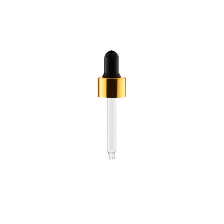 Kapalica staklena 30 ml za pravokutnu smeđu bocu, crno-zlatna
